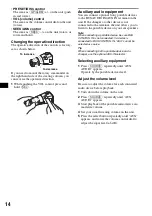 Preview for 14 page of Sony MEX 1GP - Giga Panel Radio Operating Instructions Manual