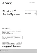 Предварительный просмотр 1 страницы Sony MEX-BT3100P Operating Instructions Manual