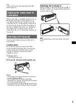 Предварительный просмотр 7 страницы Sony MEX-BT3600U Operating Instructions Manual