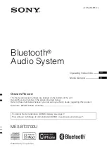 Предварительный просмотр 1 страницы Sony MEX-BT3700U Operating Instructions Manual