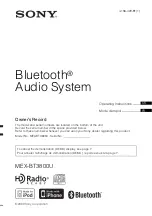 Sony MEX-BT3800U - Bluetooth Audio System Operating Instructions Manual preview