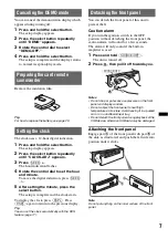 Preview for 7 page of Sony MEX-BT3800U - Bluetooth Audio System Operating Instructions Manual