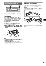 Предварительный просмотр 13 страницы Sony MEX-DV1000 - Cd/dvd Receiver, Mp3/wma Player Operating Instructions Manual