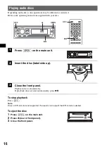 Предварительный просмотр 16 страницы Sony MEX-DV1000 - Cd/dvd Receiver, Mp3/wma Player Operating Instructions Manual