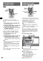 Предварительный просмотр 20 страницы Sony MEX-DV1000 - Cd/dvd Receiver, Mp3/wma Player Operating Instructions Manual