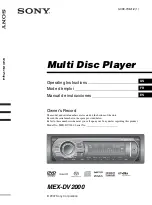 Sony MEX-DV2000 - DVD Player With Radio Operating Instructions Manual предпросмотр