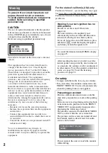 Preview for 2 page of Sony MEX-DV2000 - DVD Player With Radio Operating Instructions Manual