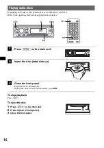 Preview for 16 page of Sony MEX-DV2000 - DVD Player With Radio Operating Instructions Manual