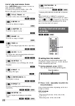 Preview for 22 page of Sony MEX-DV2000 - DVD Player With Radio Operating Instructions Manual