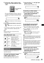 Предварительный просмотр 13 страницы Sony MEXBT2600 - Bluetooth CD Receiver Operating Instructions Manual