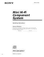 Preview for 1 page of Sony MHC-BX3 Operating Instructions Manual