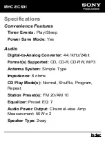 Preview for 4 page of Sony MHC-EC69i Specification Sheet