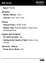Preview for 5 page of Sony MHC-EC69i Specification Sheet