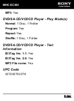 Preview for 9 page of Sony MHC-EC69i Specification Sheet