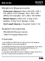 Preview for 10 page of Sony MHC-EC69i Specification Sheet