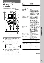 Preview for 17 page of Sony MHC-F150 - Mini Hi Fi System Operating Instructions Manual