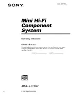 Preview for 1 page of Sony MHC-GS100 - Mini Stereo System Operating Instructions Manual