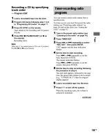 Предварительный просмотр 19 страницы Sony MHC-GS100 - Mini Stereo System Operating Instructions Manual