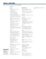 Предварительный просмотр 2 страницы Sony MHC-GX9000 - Mini Stereo System Specifications