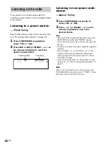 Предварительный просмотр 22 страницы Sony MHC-RV5 Operating Instructions Manual