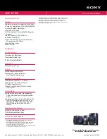Preview for 2 page of Sony MHCEC99i - 530 Watts DSGX Bass Mini Hi-Fi Shelf Audio System Specifications