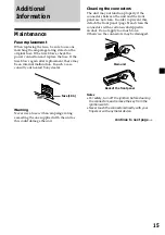 Предварительный просмотр 15 страницы Sony Model CDX-L280 Operating Instructions Manual