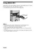 Предварительный просмотр 12 страницы Sony MSAC-FD1A Operating Instructions Manual