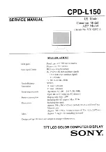 Preview for 1 page of Sony Multiscan CPD-L150 Service Manual