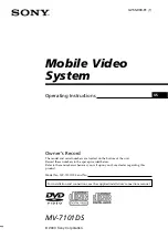 Preview for 1 page of Sony MV7101DS - Mobile DVD Dream System Operating Instructions Manual