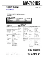 Sony MV7101DS - Mobile DVD Dream System Service Manual preview