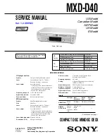 Sony MXD-D40 - Md Player Service Manual preview