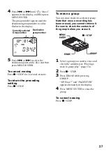 Предварительный просмотр 37 страницы Sony MZ-B10 - Minidisc Voice Recorder Operating Instructions Manual