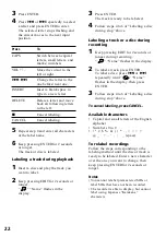 Preview for 22 page of Sony MZ-R37SP - MD Walkman MiniDisc Recorder Operating Instructions Manual