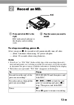 Предварительный просмотр 13 страницы Sony MZ-R701 Operating Instructions Manual