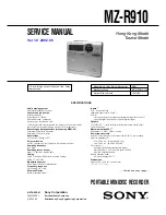 Sony MZ-R910 Service Manual preview