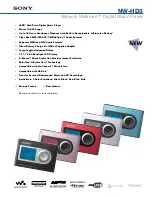 Preview for 1 page of Sony Network Walkman NW-HD3 Specifications