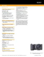 Предварительный просмотр 2 страницы Sony NEX-5 - alpha; Interchangeable Lens Digital Camera Specifications