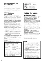 Preview for 2 page of Sony NW-E3 - Digital Music Player Operating Instructions Manual