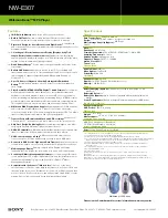 Preview for 2 page of Sony NW-E307 - Walkman Bean 1 GB MP3 Player Specifications