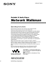 Preview for 1 page of Sony NW-E95 - Network Walkman Operating Instructions Manual