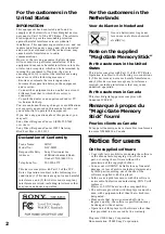 Preview for 2 page of Sony NW-MS11 - Network Walkman Digital Music Player Operating Instructions Manual