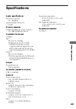 Preview for 19 page of Sony NW-S4 - Network Walkman Operating Instructions Manual