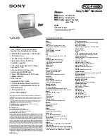 Preview for 1 page of Sony PCG-F480K Primary Specifications