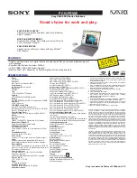 Sony PCG-FRV26 VAIO User Guide  (primary manual) Specifications preview