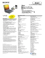 Preview for 1 page of Sony PCG-FXA47 VAIO User Guide  (primary manual) Specifications