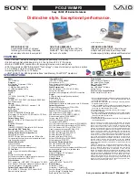 Preview for 1 page of Sony PCG-Z1WAMP2 VAIO User Guide (primary manual) Specifications