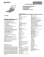 Preview for 1 page of Sony PCG-Z505JE - VAIO - PIII 500 MHz Specifications