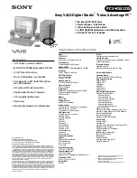 Preview for 1 page of Sony PCV-R532DS - Vaio Digital Studio Desktop Computer Specifications