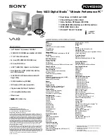 Preview for 1 page of Sony PCV-R538DS - Vaio Digital Studio Desktop Computer Specifications