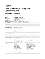 Sony PCV-RS400CG - Vaio Desktop Computer Specifications preview